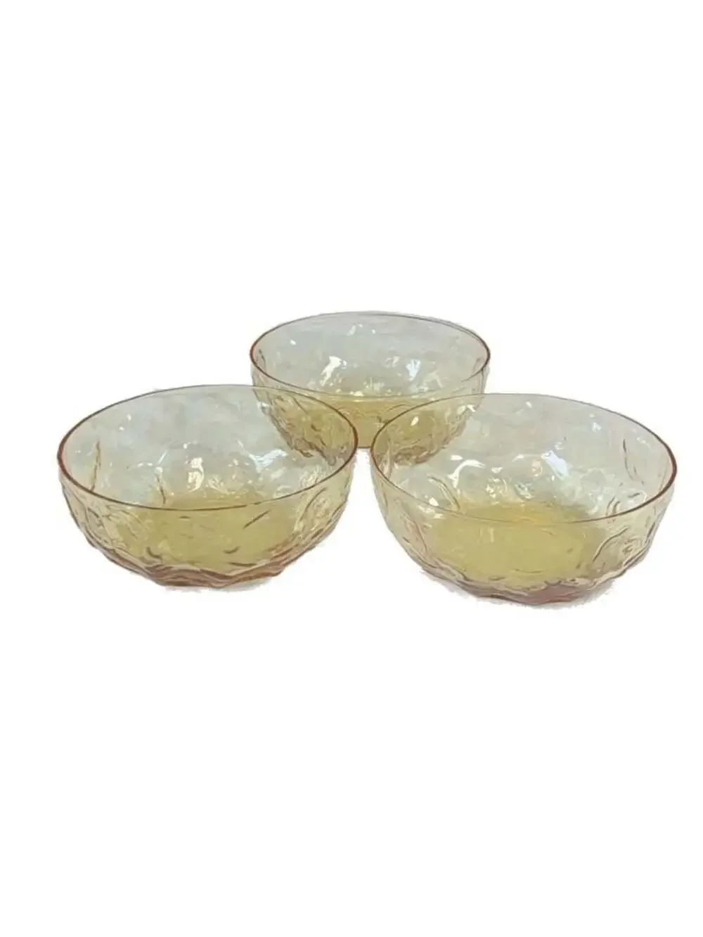 Vintage Indiana Glass Amber Thumbprint Small Dessert Bowls, Set of 3
